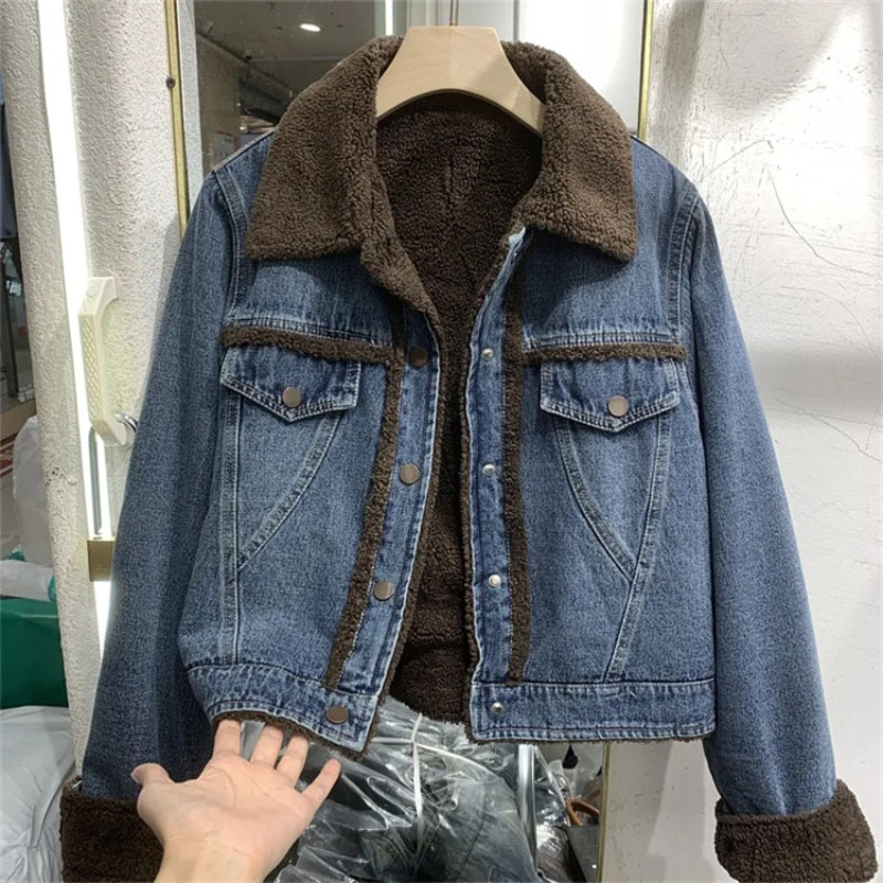 Down Jacket Packable - Thickened Denim Winter Coat Cotton Padded