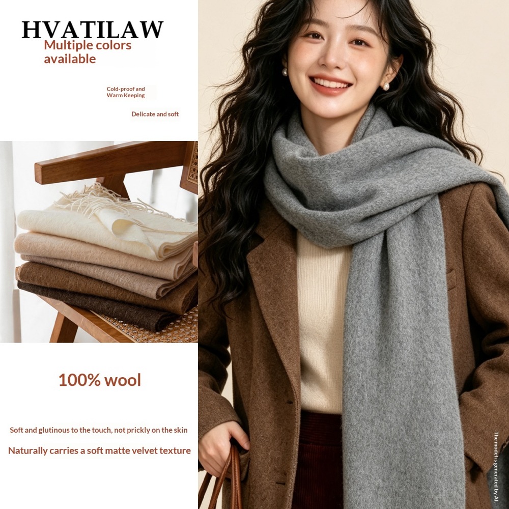 Wool Scarf Men - Winter Warm 100% Wool Scarf Oversized