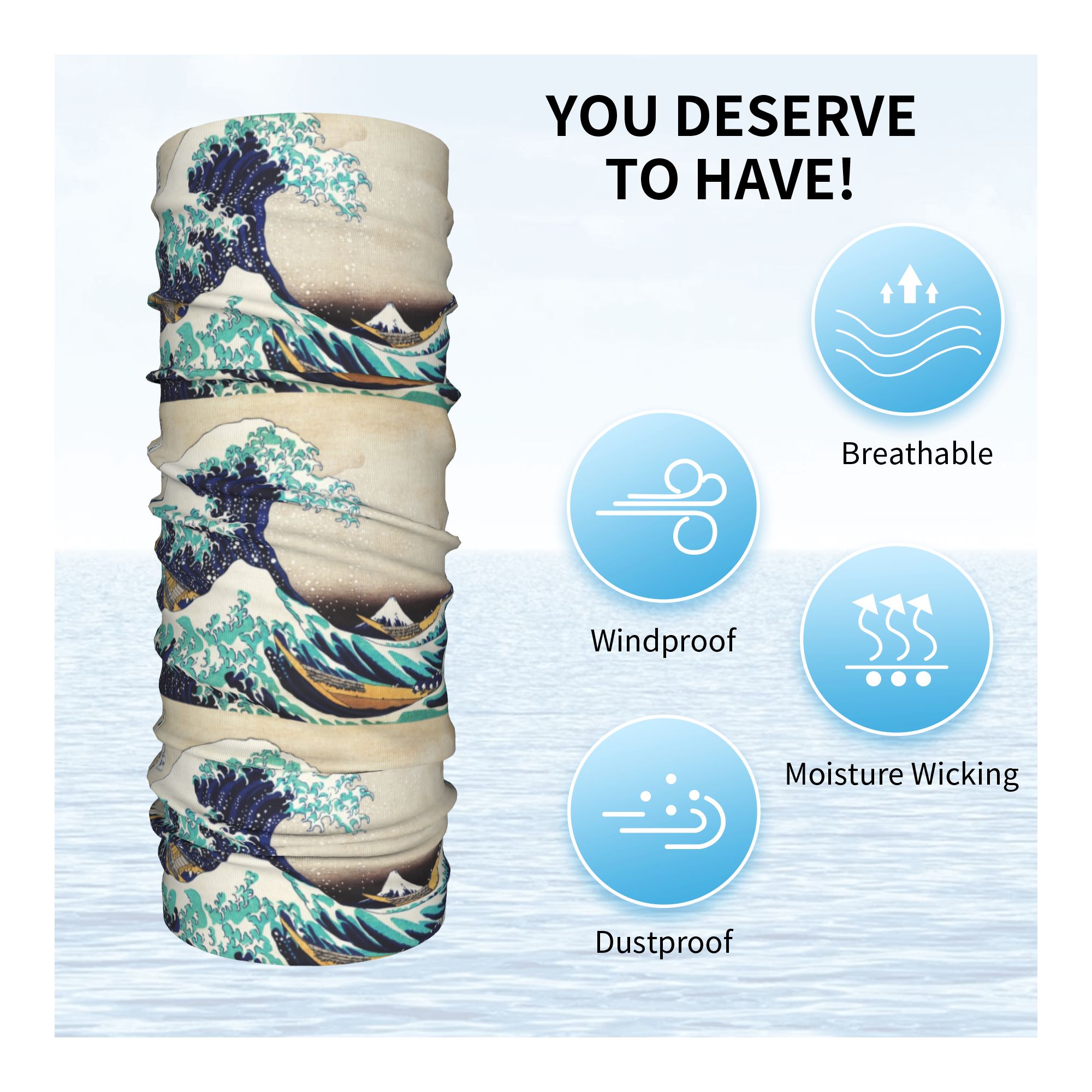 The Great Wave off Kanagawa Wi - Neck Gaiter Fleece recension och pris