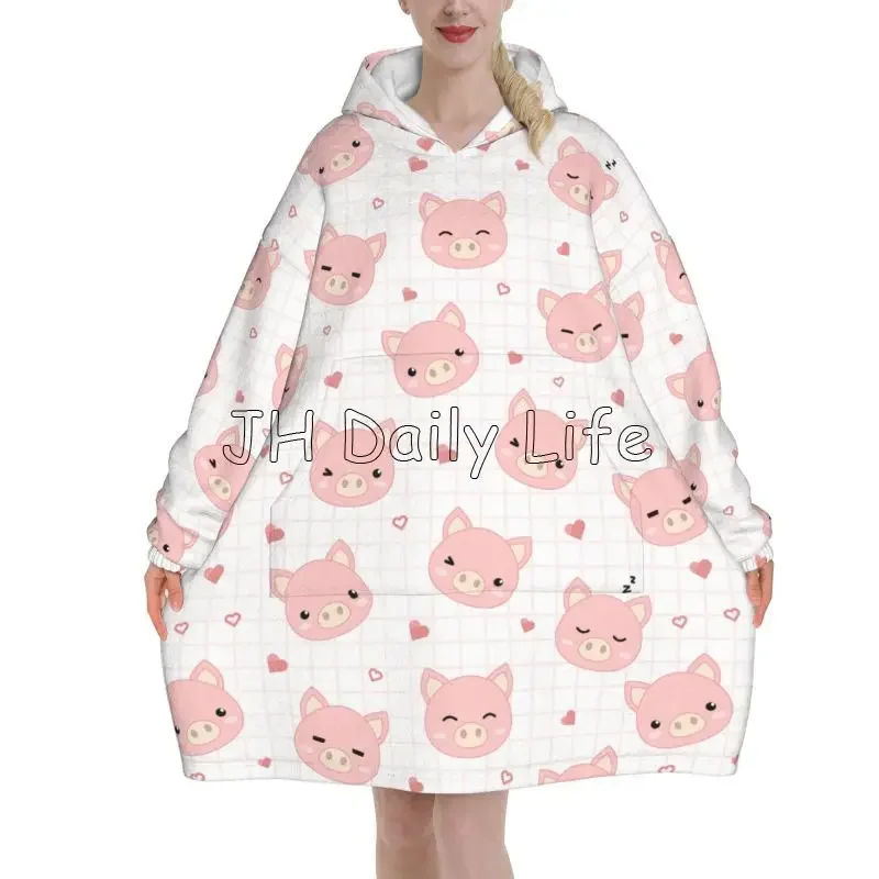 Cartoon Pigs Wearable Flannel  - Sherpa Hoodie Fleece recension och pris
